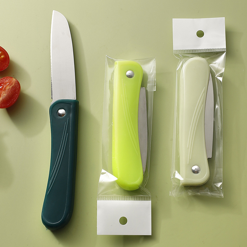 Fruit knife, folding stainless steel knife, supermarket fruit knife, printed LOGO, gift card insert, packaging, peeled, Yangjiang knife details Picture