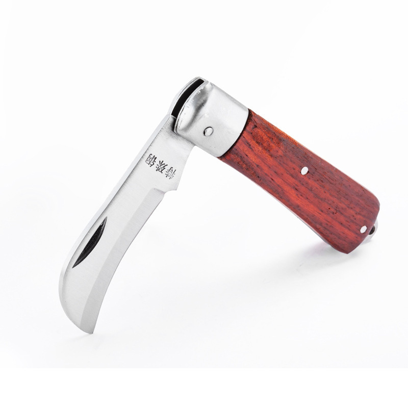 SATA Seda Electrician Knife 03109 Folding electrician knife, wooden handle insulated cable stripping knife, straight edge stripping knife, curved Item Picture