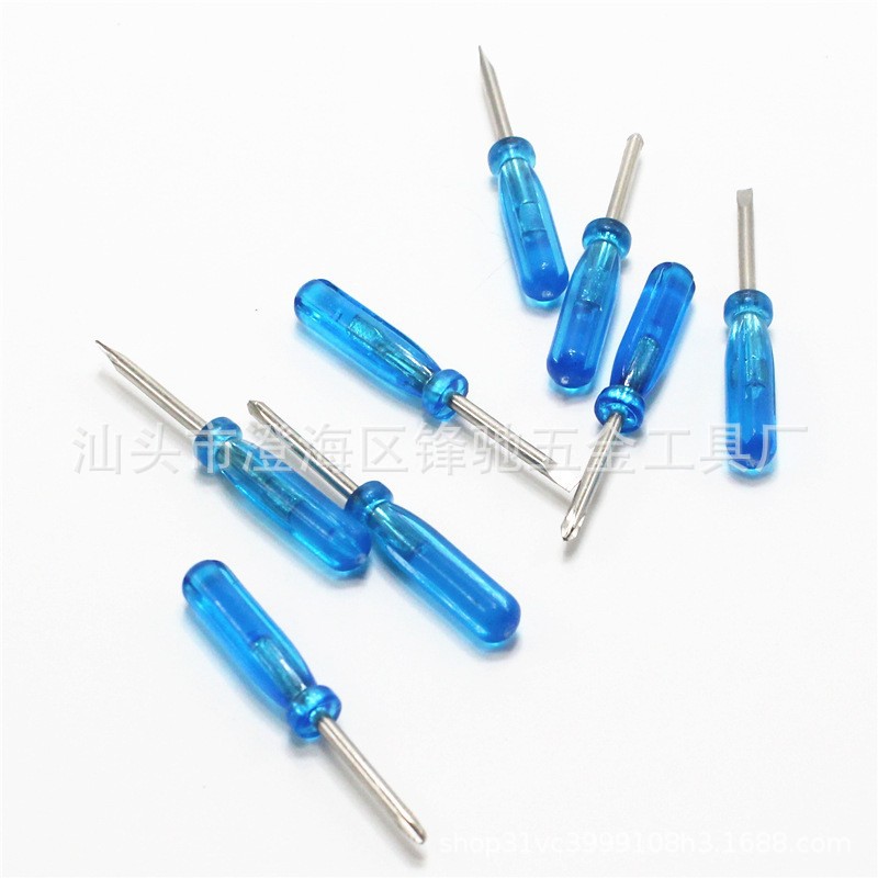 Mini blue crystal screwdriver, micro cross 2.0, 3mm, 45mm long toy with glasses, small screwdriver Item Picture