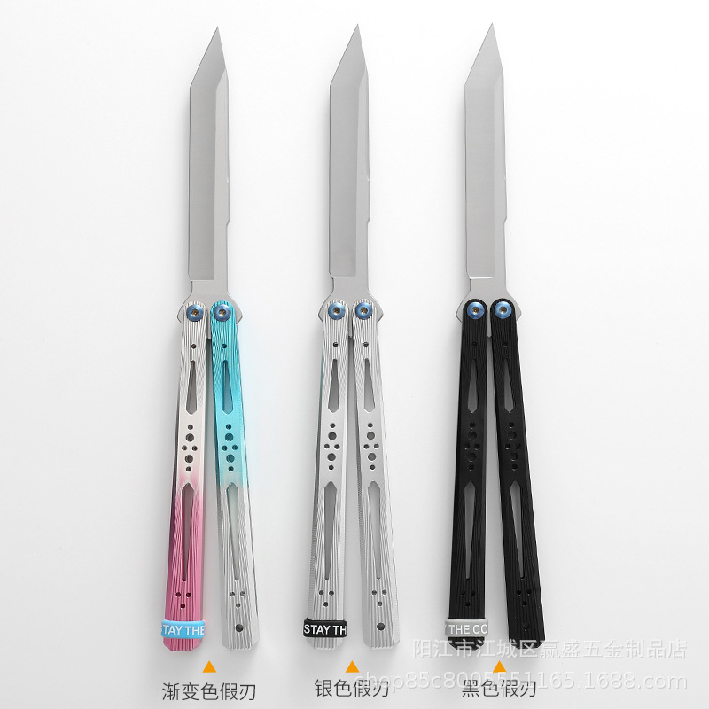 The 7 series butterfly knife from Yapi Workshop, practice blade, training blade, folding blade, swing blade, shaft sleeve system ga, unsharpened details Picture