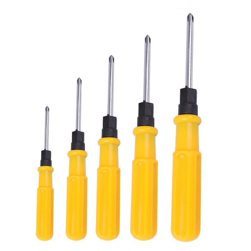 Yellow dual-purpose screwdriver, color-mixed double-head screwdriver, flat-head cross screwdriver, screw screwdriver dual-purpose combination manufacturer supply full figure
