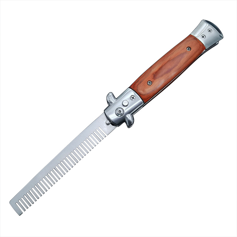 Portable spring comb, American-style oil comb, portable comb, automatic hair styling comb, outdoor pocket comb, ornamental knife Item Picture