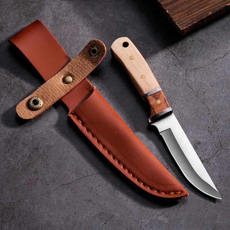 Mongolian knife, copper-headed hand-handled meat knife, household fruit knife, wooden-handled table knife, outdoor portable meat knife wholesale Specification drawing