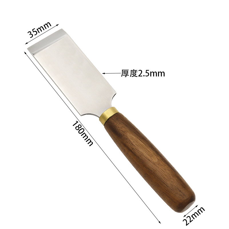 Leather thinning knife D2 made of steel, sharp and durable, with a round, flat and beveled edge. It is a diy handcrafted leather cutting tool undefined