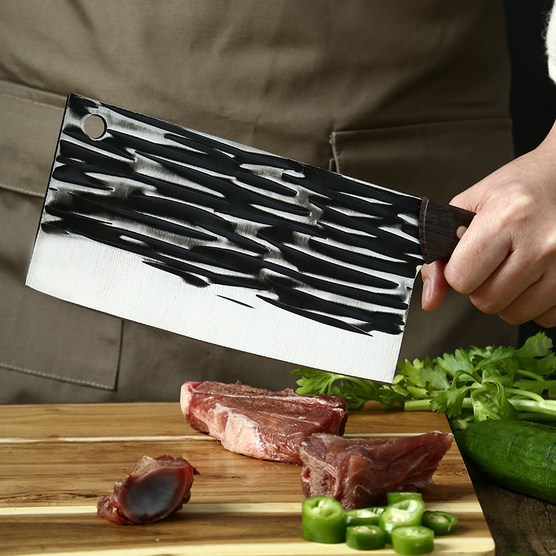 Yangjiang knife forging hammer-textured kitchen knives, household kitchenware, Kuaishou e-commerce bestsellers, slicing knives, household meat slicers Application Scenario