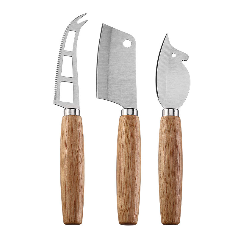 Cross-border stock rubber wooden-handled cheese knife, cheese knife, cute mouse knife, serrated steak knife, mini kitchen knife Item Picture