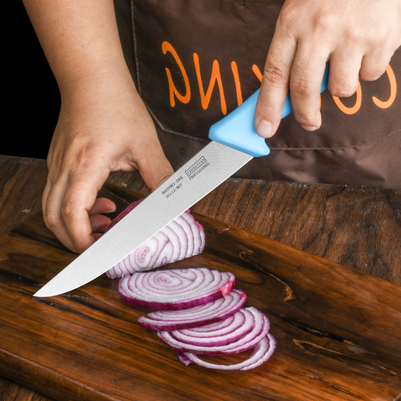 Stainless steel meat slicing knife, slaughtering knife, meat shaving and bone removal knife, skin peeling and opening sharp knife, chef's cooking knife Specification drawing