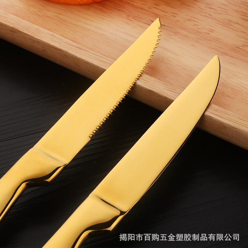 New stainless steel steak knife, hotel Western-style multi-purpose knife, titanium-coated colored metal fruit knife in stock for wholesale Specification drawing