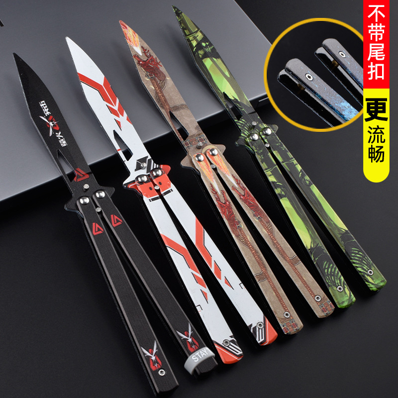 All-steel professional folding butterfly knife, uncut butterfly practice toy knife, safety CSGO peripheral, fancy swing hand knife full figure