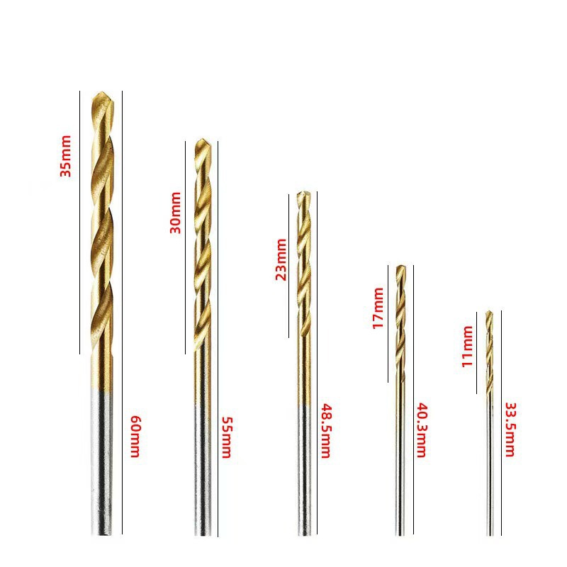 50PCS twist drill small drill bit set, 1-3MM high-speed steel titanium-coated electric drill bit woodworking hole opening tool set details Picture