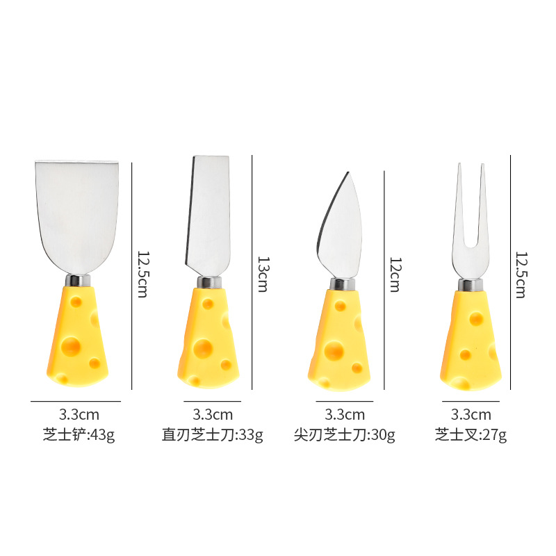 New product in stock: Stainless steel cheese knife, oak cheese knife, pizza knife, butter cheese cutter set, manufacturer's butter knife Specification drawing