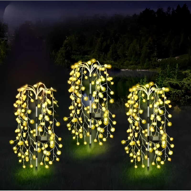 Cross-border solar ground smoke flower lamp LED starry sky copper wire outdoor waterproof lawn and courtyard decorative color lamp details Picture