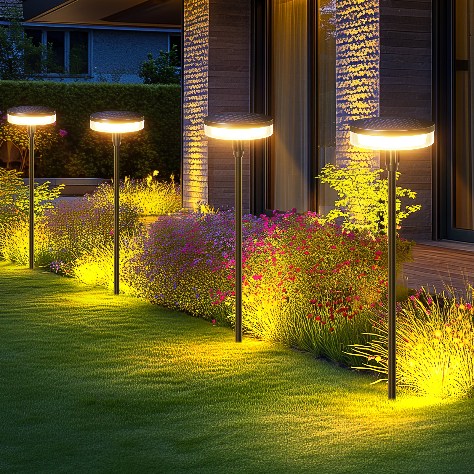 Cross-border solar waterproof lawn courtyard lights, garden large swing LED ground insert decorative lights, landscape villa lights details Picture