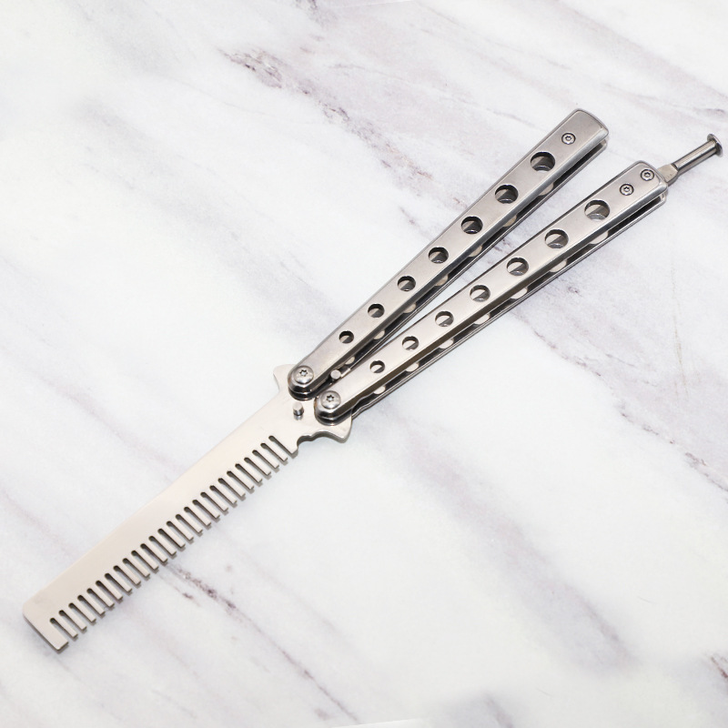 In-stock butterfly comb, folding butterfly comb, csgo butterfly knife, stainless steel swinging knife practice, swinging comb training comb undefined