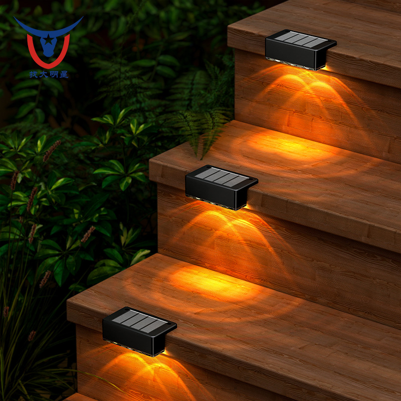 Solar staircase lights, waterproof steps, building fences, fences, hedges, balcony and garden three-color solar wall-washing lights Application Scenario