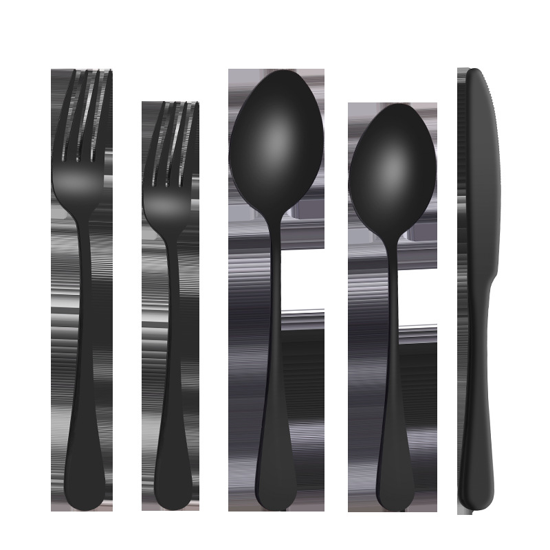 Three sets of thickened stainless steel tableware for hotels and steakhouses, including knives, forks and spoons, in an ins style Item Picture