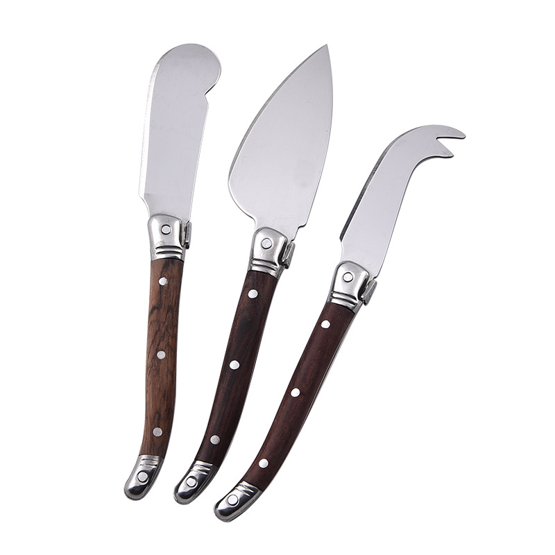 Rosewood-handled cheese knife, wood-handled cheese butter knife, stainless steel cream jam spatula, household serrated Western dining knife Item Picture