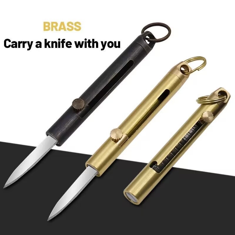 EDC mini knife, portable telescopic knife, keychain pendant, gift, self-defense knife, key knife, dismantling express delivery tool details Picture