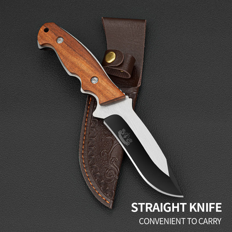 Outdoor straight knife, kitchen knife, hand-held meat knife, convenient and portable straight knife Specification drawing