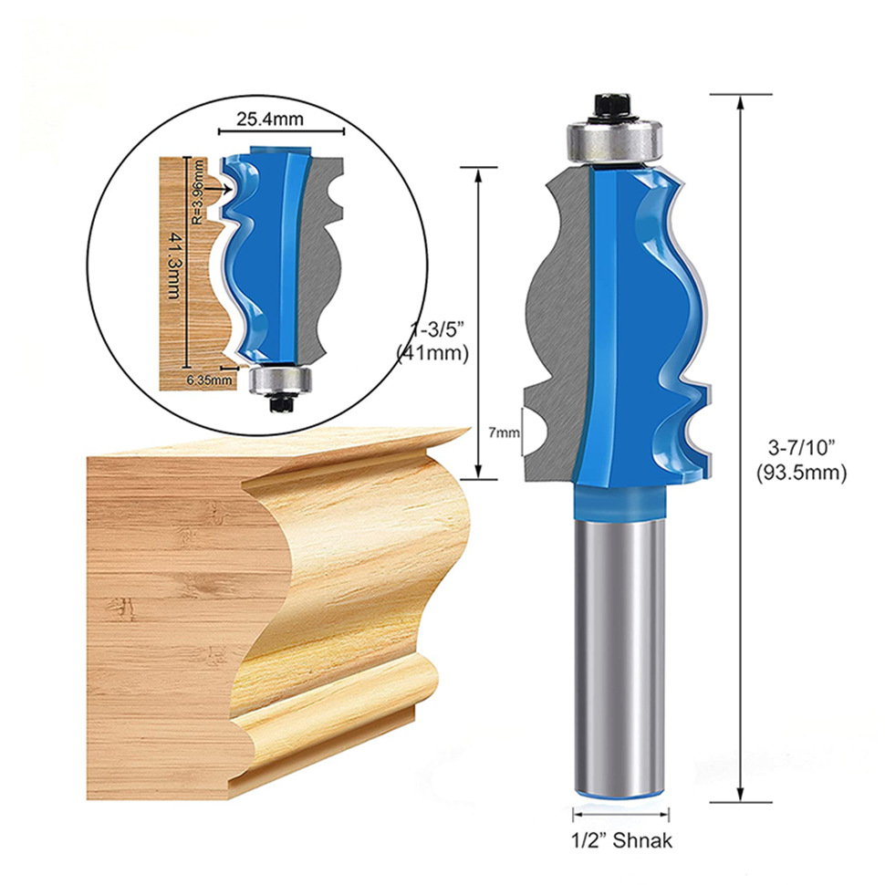 Fish-tail fish-shaped handle knife, tungsten steel line knife, engraving machine head, flower line knife, edge trimming, woodworking milling cutter Specification drawing