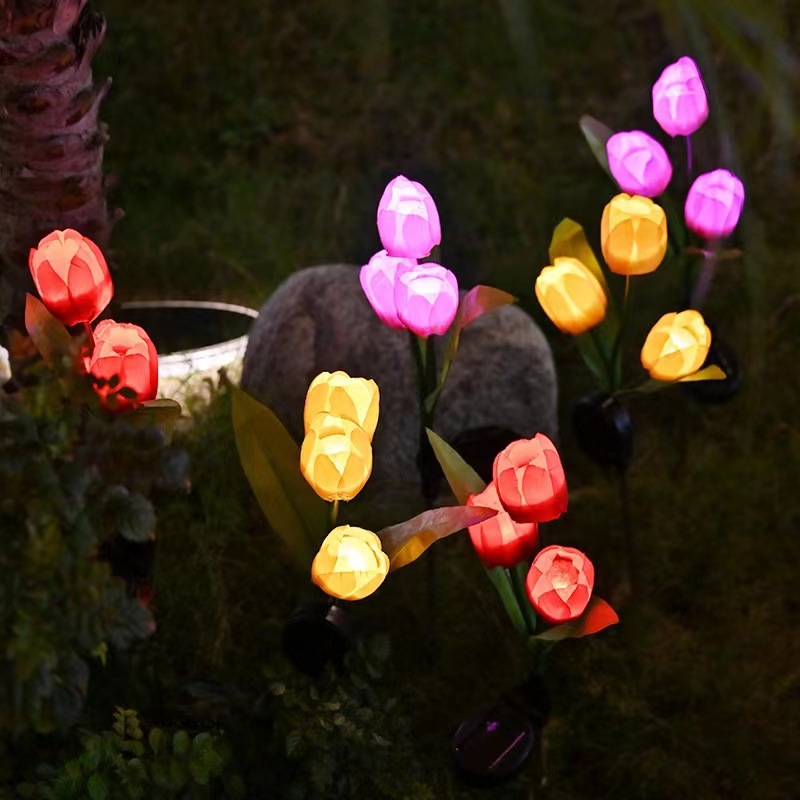 Garden lights, solar tulip lamps, outdoor lawn led ground-insertion garden decoration, night landscape lights, park waterproof lights details Picture