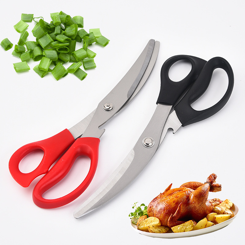 Stainless steel household kitchen scissors, barbecue scissors, Korean-style kitchen steak scissors, thickened German powerful scissors details Picture