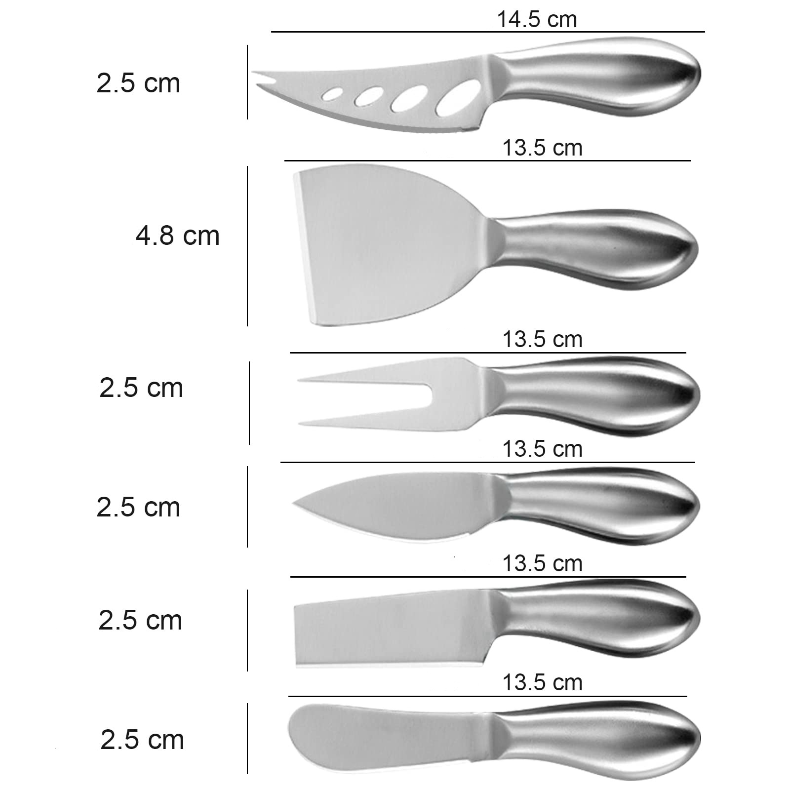 Stainless steel cheese knife set, cheesecake fork, butter jam cream knife, mini baking knife 8-piece set Item Picture