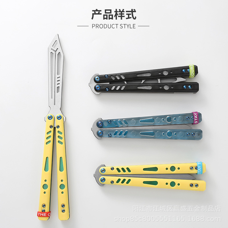 Yapi Workshop REP New version Butterfly Knife Uncut stainless Steel Inner lining Sandwich Double Effective PC patch Specification drawing