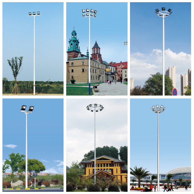 Square lights, led high mast lights, 15-meter, 20-meter, 25-meter telescopic high mast lights, stadium and court lighting project details Picture