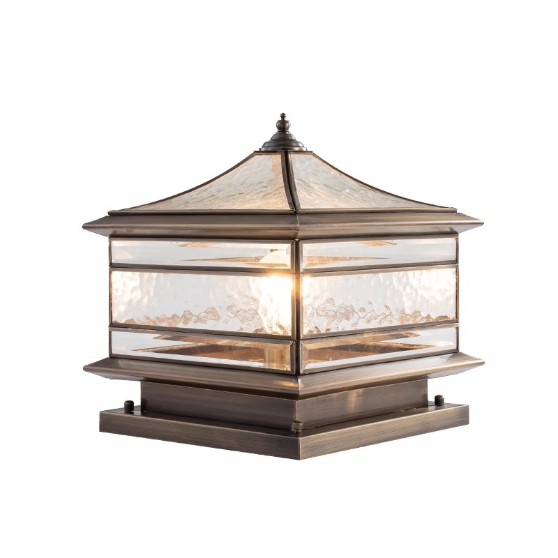 All-copper column head lamp, solar waterproof outdoor garden lamp, household power connection, villa gate column, fence column lamp Item Picture