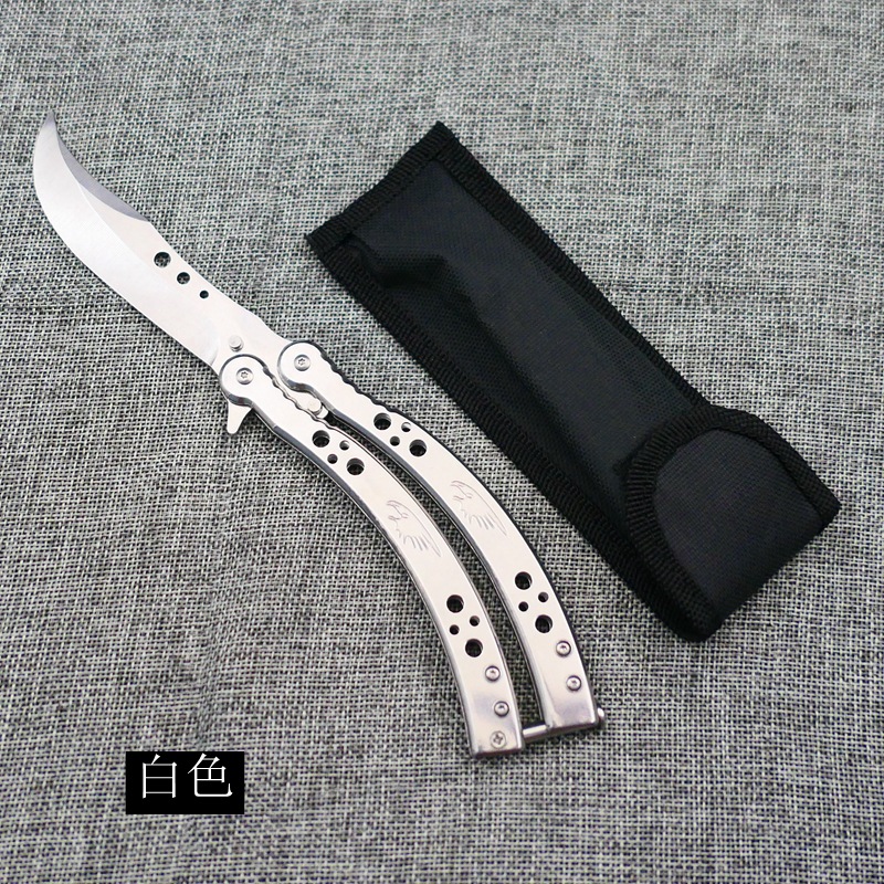 CSGO spring buckle Butterfly knife, folding butterfly swing practice knife, unedged claw training, curved knife toy, portable undefined