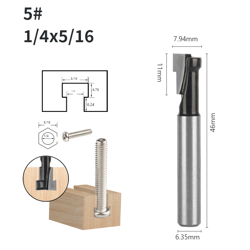 Keyhole knife, black keyhole knife, three-piece set, single and double edge T-shaped slot knife, photo frame hanging hole tool, woodworking milling cutter undefined