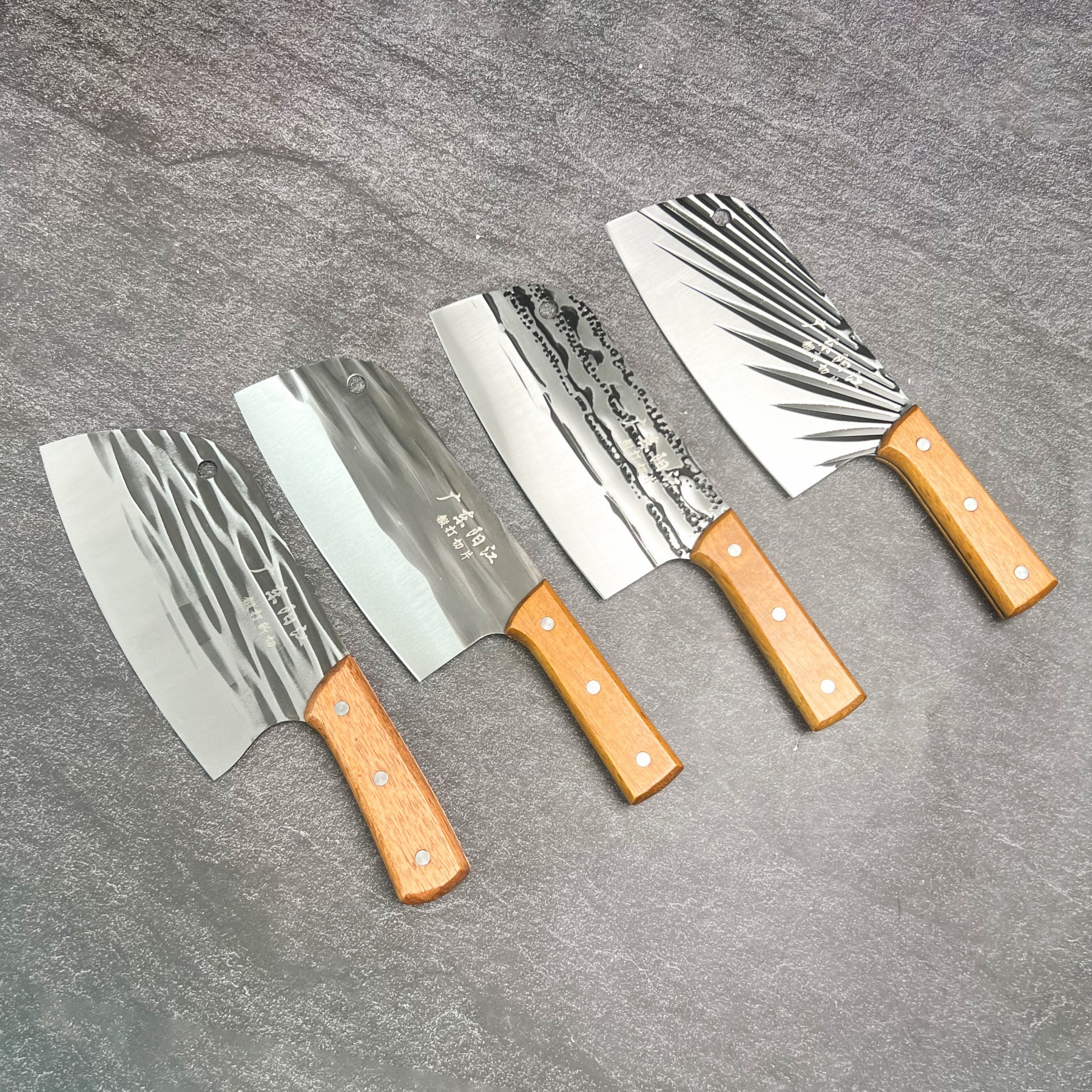 Manufacturer's in-stock kitchen knives, household kitchen chopping knives, stainless steel hand-forged hammer-textured knives, dual-purpose chopping knives Specification drawing