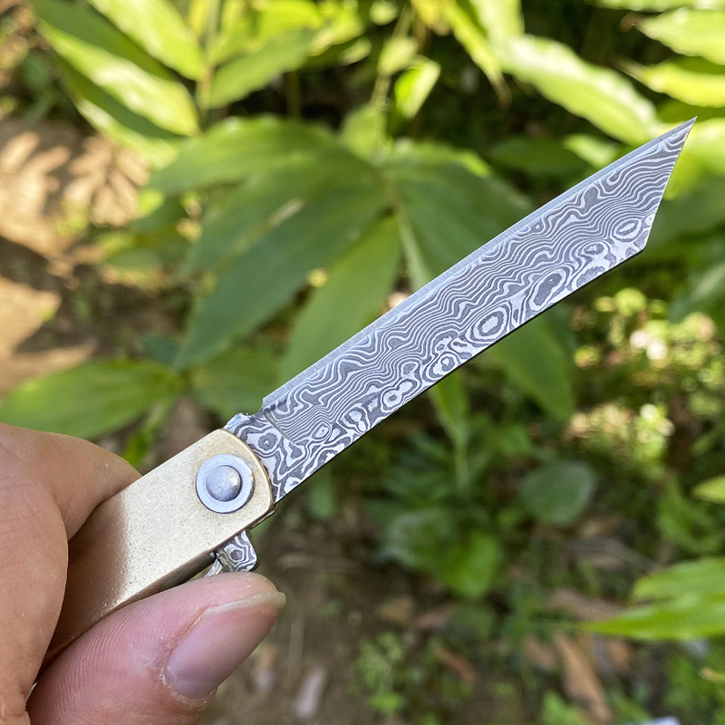 Small knife, folding knife, camping portable fruit knife, unboxing knife, pocket folding knife, Damascus steel Specification drawing