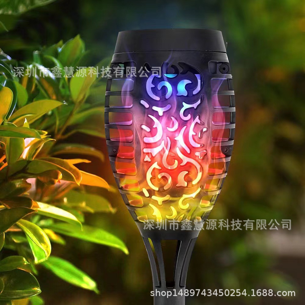 Cross-border solar lamps, mini flame lamps, outdoor sensor garden and courtyard ground insert decorative seven-color landscape lamps details Picture