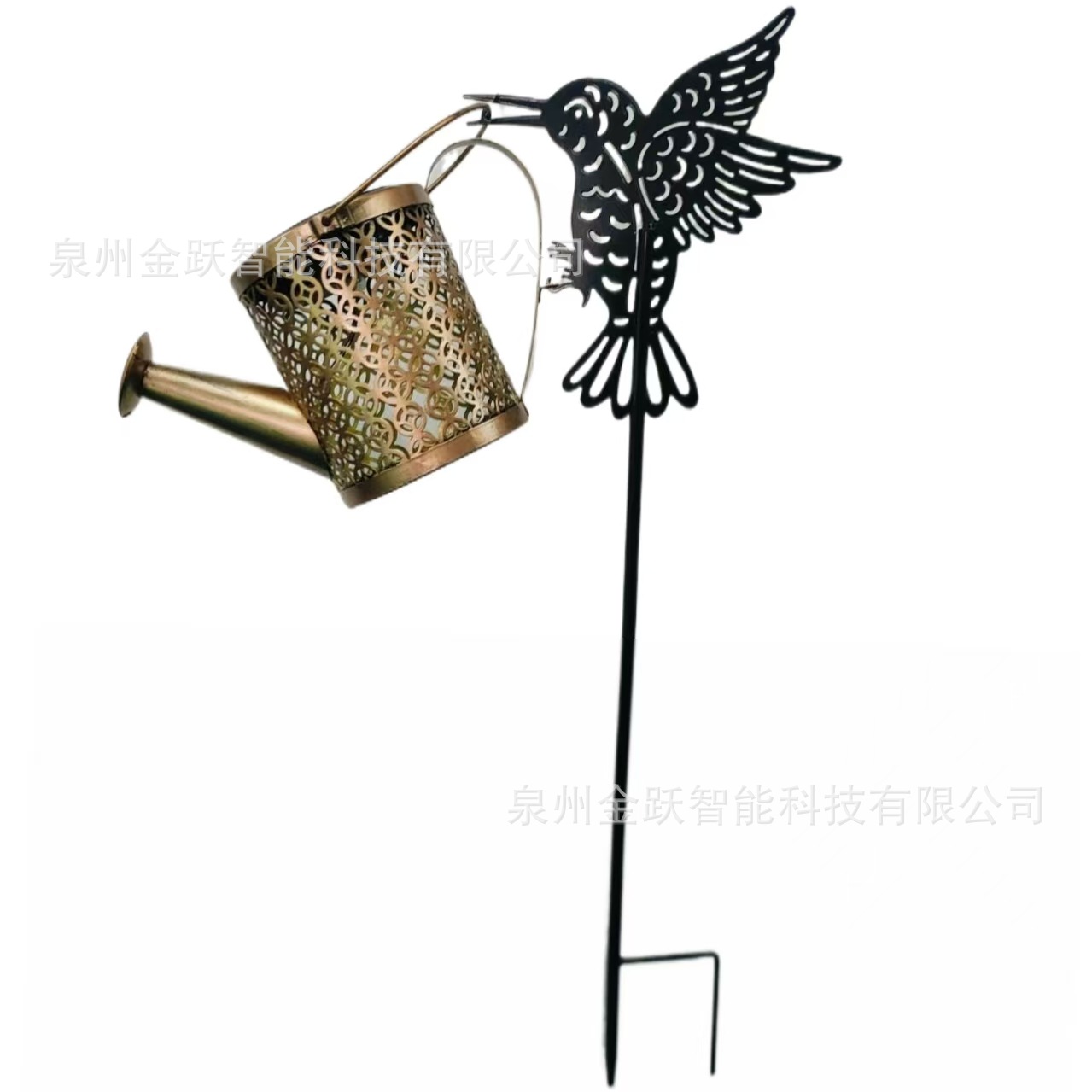 Cross-border new copper coin solar water bottle lamp, ironwork hollowed-out outdoor rainproof decoration, garden, courtyard, lawn, ground plug Item Picture