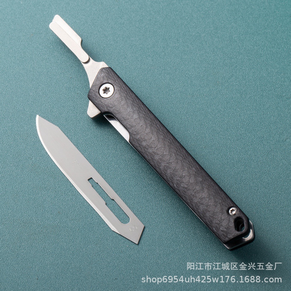 Factory in-stock new folding knife, utility knife, replaceable blade 60 # 440c stainless steel small knife, express knife Specification drawing