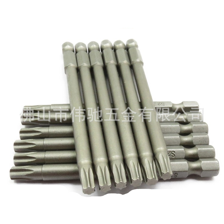 JBWTL plum Blossom air screwdriver head electric pneumatic S2 steel plum blossom screwdriver T10 T30*75 150mm without holes Specification drawing