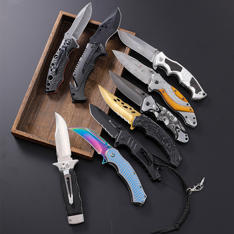 Wholesale of outdoor folding knives, portable knives, outdoor camping self-defense knives, high-hardness survival knives, and wilderness survival knives Specification drawing