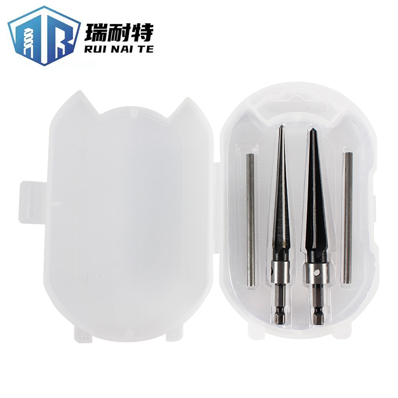 Wholesale conical reamer set, woodworker's hole opening and chamfering tools, wood board hexagonal handle electric drill, conical reamer full figure