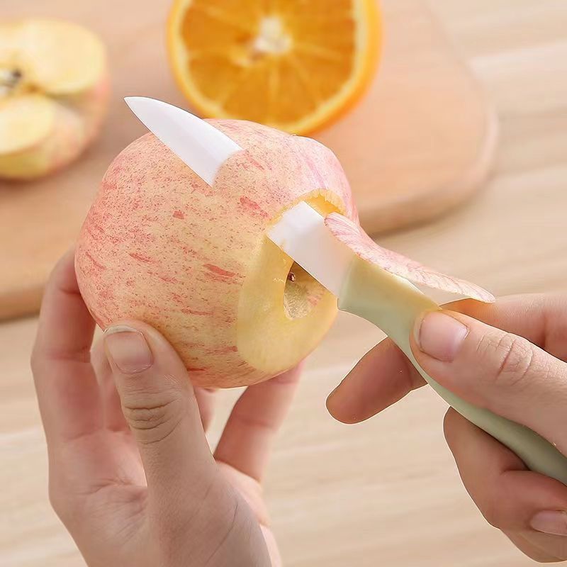 Ceramic fruit knife, household folding portable knife, student and dormitory three-piece set, fruit knife and peeler set Specification drawing