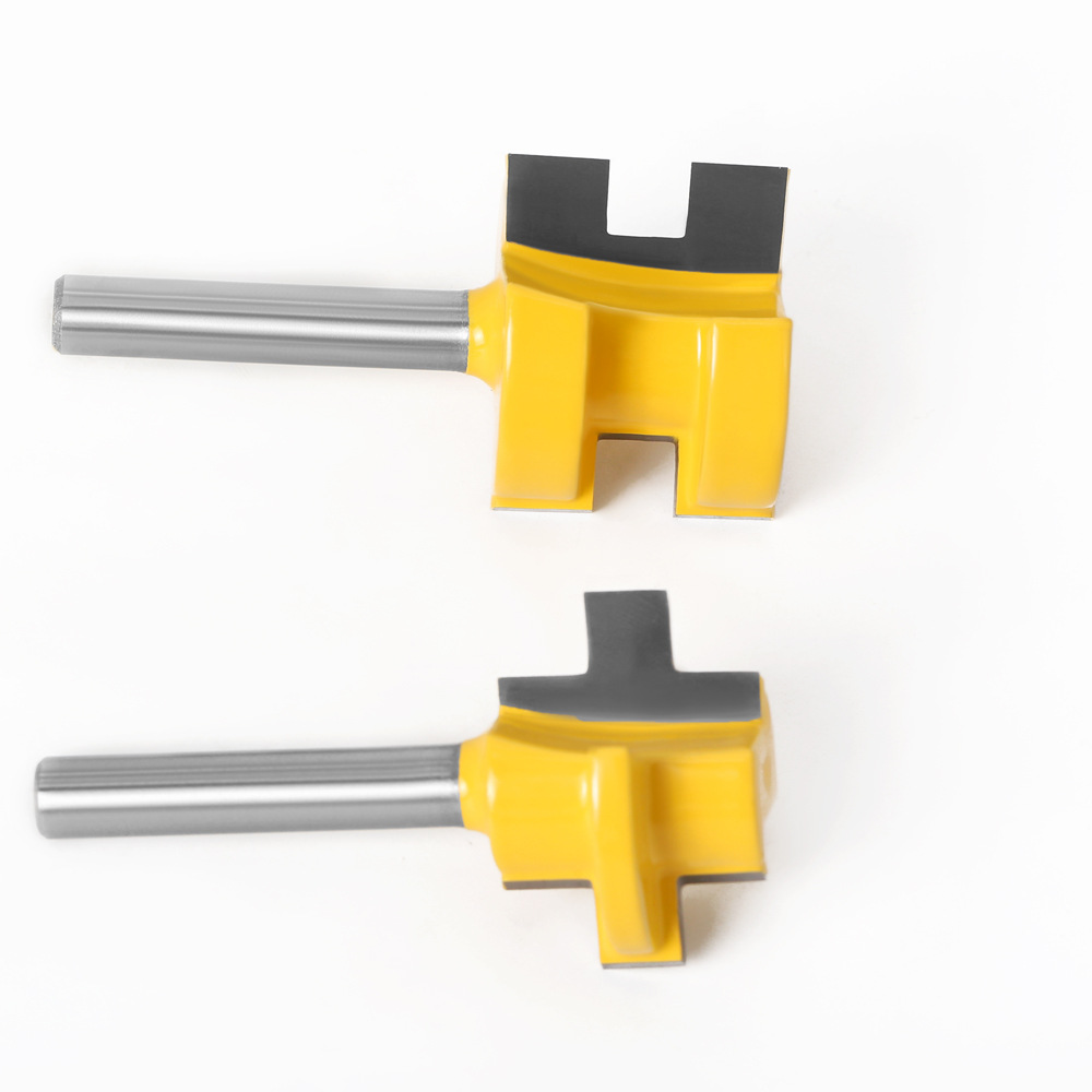 3-tooth T-type tenon cutter, square-tooth tenon cutter, floor cutter, panel cutter, woodworking milling cutter, engraving cutter, yellow paint Specification drawing