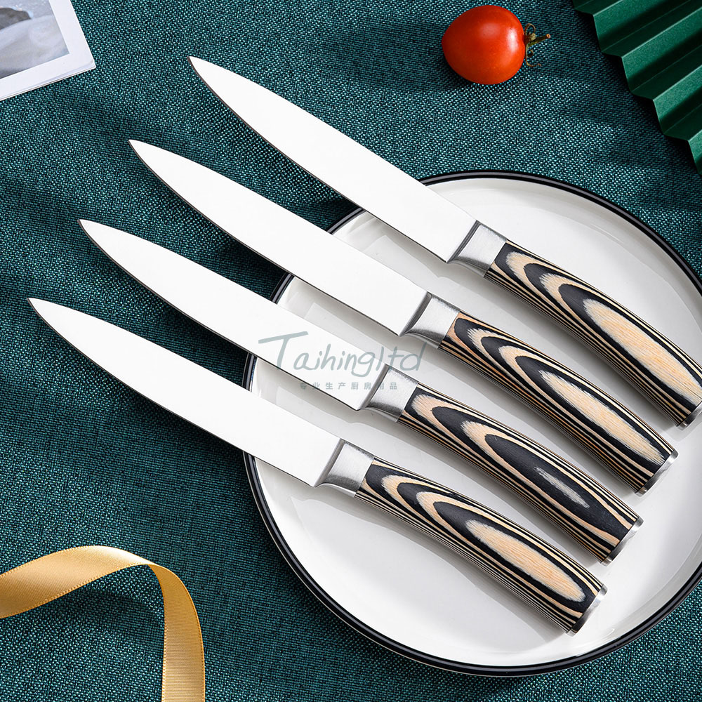 Six-piece stainless steel steak knife, black and white colored wooden handle steak knife, commercial and household Western cuisine knife and fork set Specification drawing