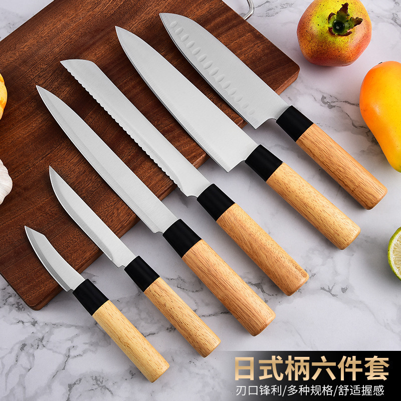 Cross-border Japanese-style steel forged small kitchen knives, bread knives, butcher knives, kitchen chef knives, slicing knives, stainless steel wholesale sets of knives full figure