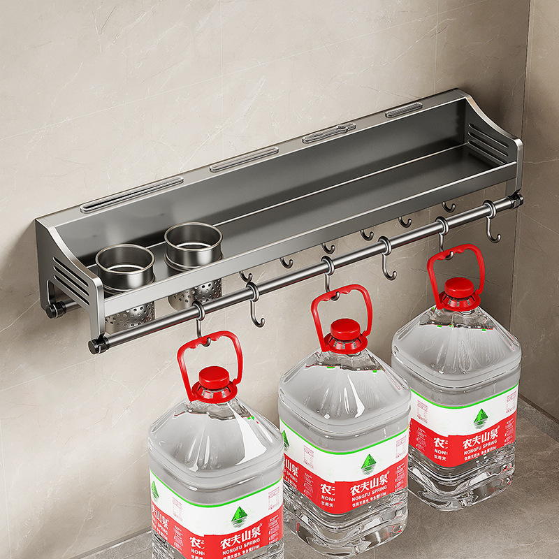 Perforation-free kitchen storage rack, multi-functional chopstick and knife rack, comprehensive household condiment supplies, storage wall-mounted rack Specification drawing
