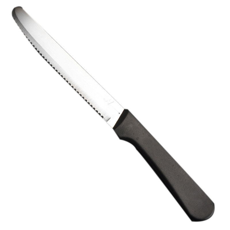 Plastic round-head knife, steak knife, stainless steel Western-style knife, steak knife, Western-style serrated steak knife, household and commercial Item Picture