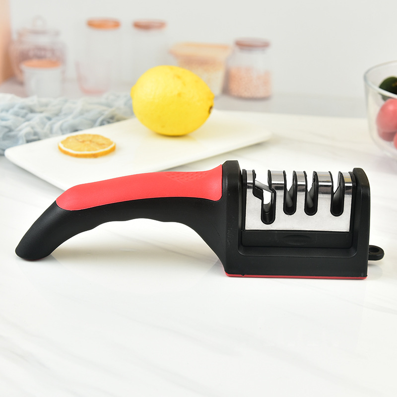 Wall-mounted four-section knife sharpener, kitchen multi-functional knife sharpener, handheld quick whetstone, new household knife sharpener full figure