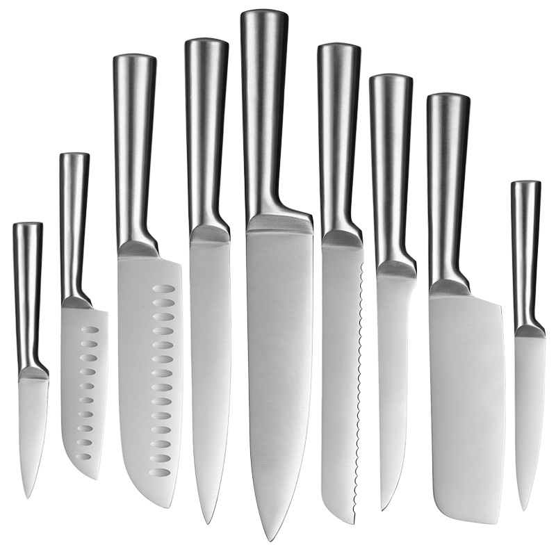Cross-border foreign trade export hollow-handled all-steel kitchen knife sets, chef knives, Santak knives, bread knives, and boning knives Item Picture