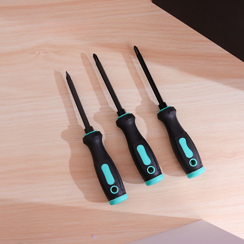 A001 dual-purpose 4-inch screwdriver with rubber-coated black rod, flat-head cross screwdriver, manual magnetic dual-head dual-purpose screwdriver Specification drawing