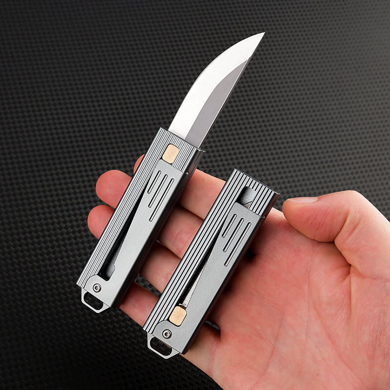 D2 steel gravity knife, sharp mechanical knife, stress-relieving toy, adult radish knife, portable keychain, unboxing knife for self-defense undefined